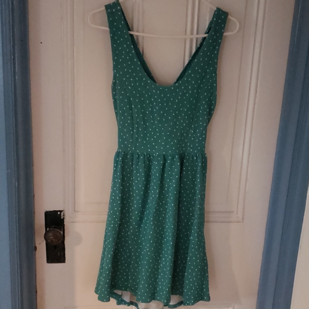 LC Lauren Conrad green polka-dot dress